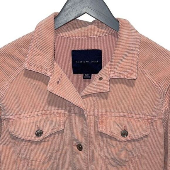 American Eagle Cotton Corduroy‎ Cropped Jacket Light Pink Casual Size Medium - Picture 3 of 11
